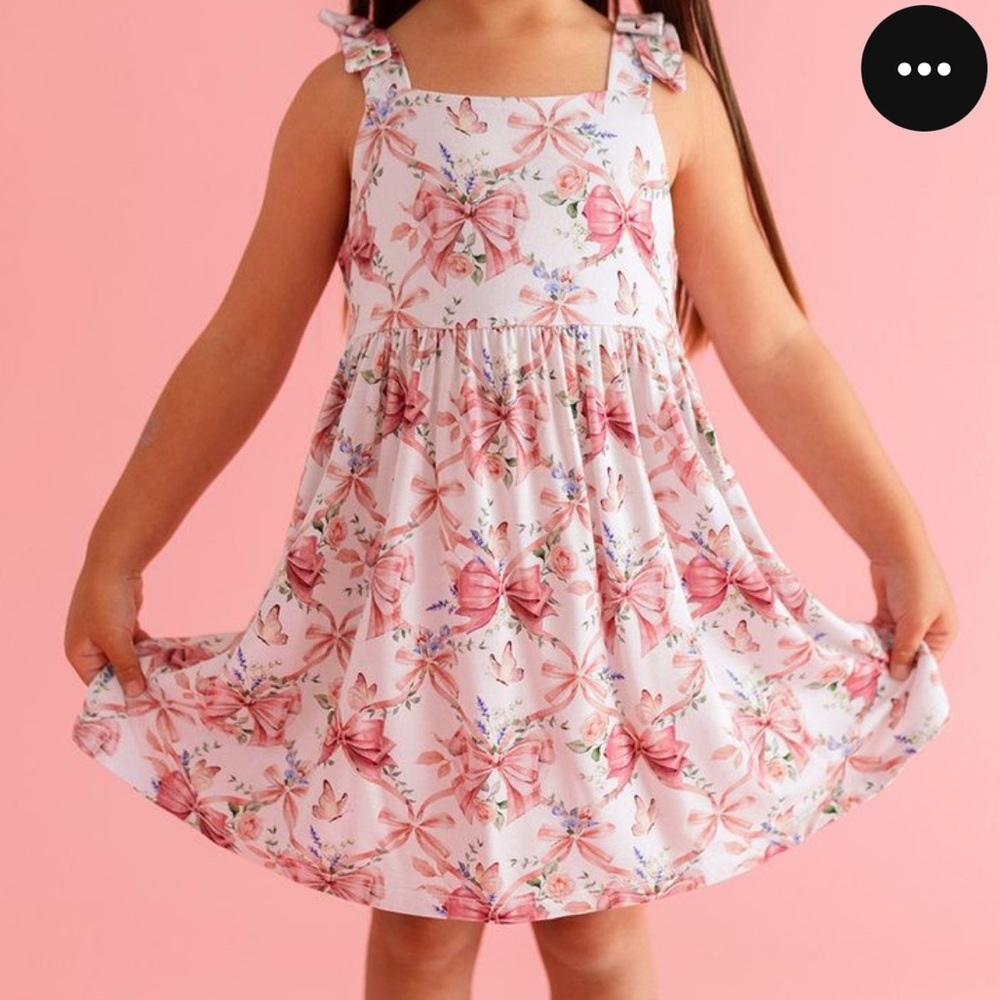 Posh Peanut Loraine Pink Floral Bow Dress